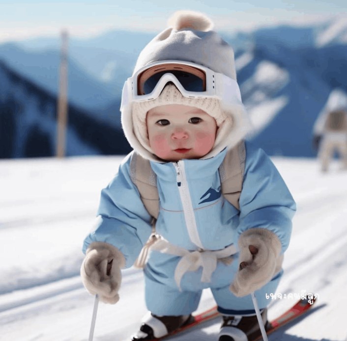 Logro increíble: un niño prodigio de 12 meses conquista el snowboard en una pendiente de 100 metros