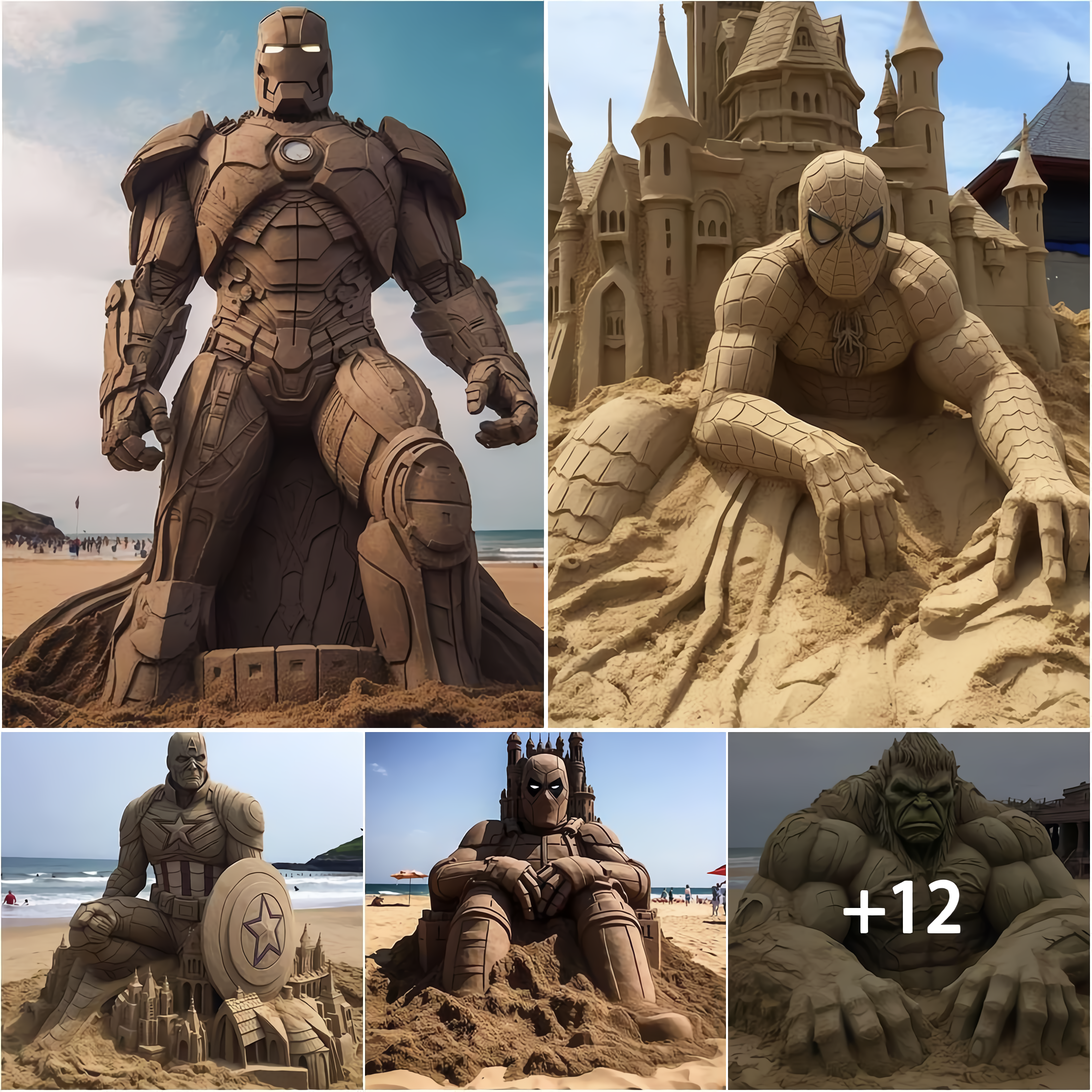 the iconic character of the Marvel Universe is brought to life in an extraordinary performance of sand sculpting. Marvel at the intricate details and skilled craftsmanship as these beloved superheroes and villains are meticulously carved from grains of sand. from the mighty thunder God wielding his hammer to the web-swiping Spider-Man ready for action, each sculpture captures the essence of these legendary figures with astonishing precision. Get ready to be immersed in a world where imagination meets sands and where art has no limits. #MarvelSculptures #SandArtistry #IncredibleCraftsmanship #SuperheroMagic #ArtisticMarvels #MarvelUniverseAwakens